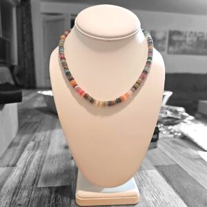 Multigem ( Calsilica ) Natural Stone Beaded Unisex Necklace.